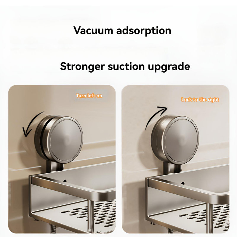 Non Perforated Bathroom Shelf, Bathroom Storage Rack, Wall Mounted Washbasin Drain Shelf, Silver