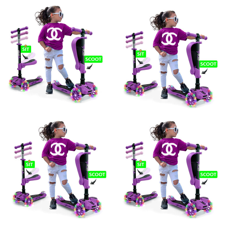 Ensemble de 4 scooters pour enfants Hurtle Scootkid, Mauve