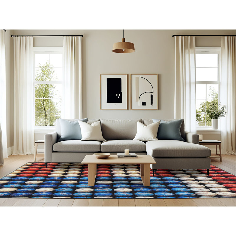 Tapis bleu / rouge / blanc, Rectangle 6 pi x 9 pi