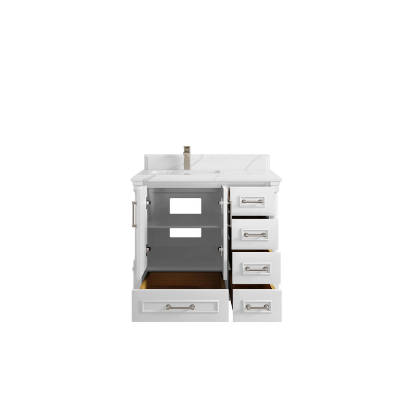 Aberdeen 36'' Single Bathroom Vanity with Top, Calacatta Laza