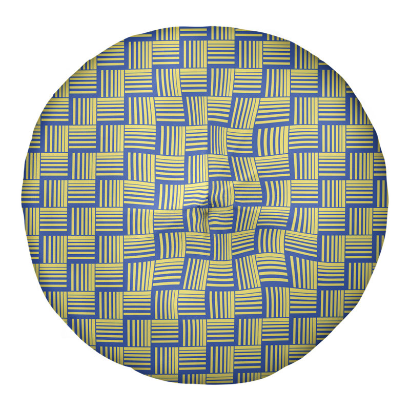 Coussin de sol classique à rayures Baskettressées, 30 po x 30 po, Bleu/jaune