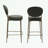 upholstered bar stools: set of 2 faux leather counter chairs with golden legs for modern kitchen dining-1659006986