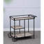3 Chariot-bar 32,3 x 15,7 x 26,8 po avec support en métal noir et niveaux de bois