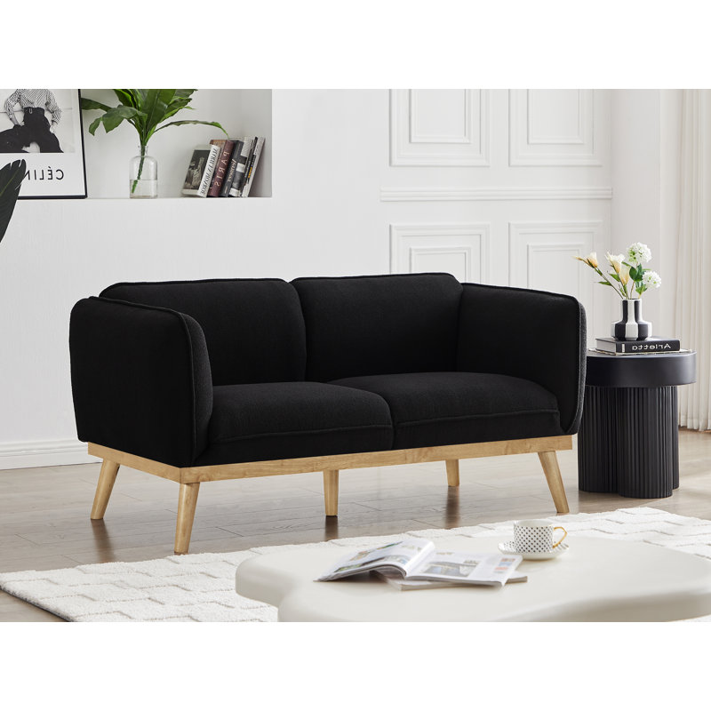 Causeuse à accoudoirs carrés 62,5 po Nolita, Bouclé noir