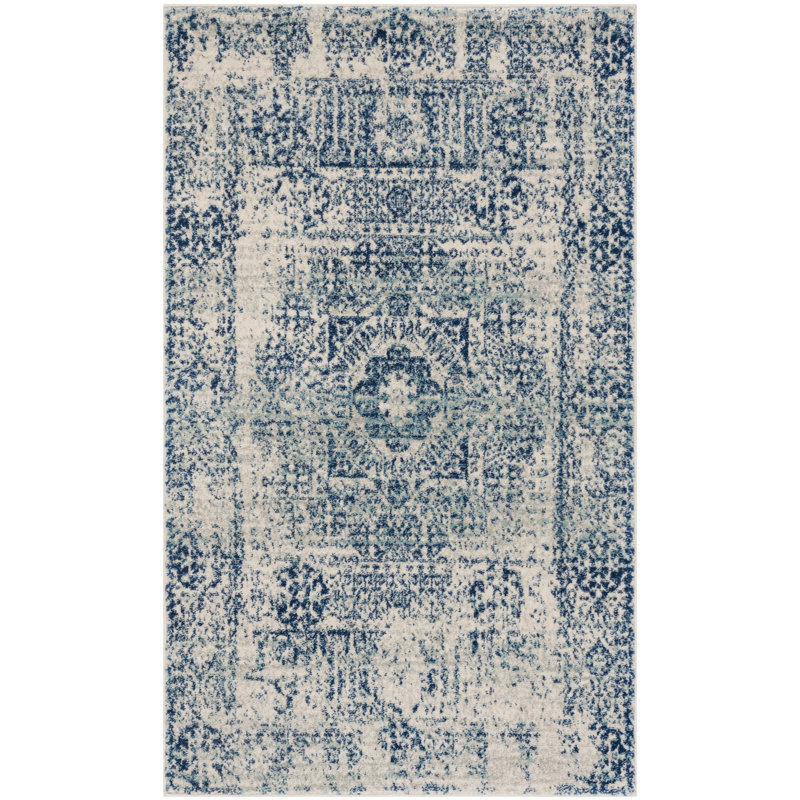Bryker Persian Ivory/Blue Area Rug, Rectangle 91 x 152 cm