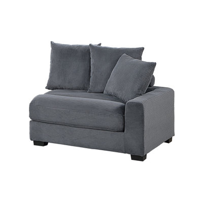 Contemporary Dark Gray 4Pc Modular Sectional Set Corduroy Couch LAF & RAF Chairs Armless Chair Ottoman Living Room Furniture