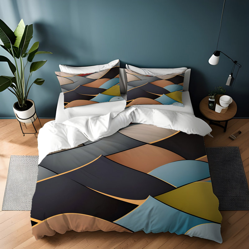 Polyester Abstract Duvet Cover, King Duvet Cover + 2 King Shams