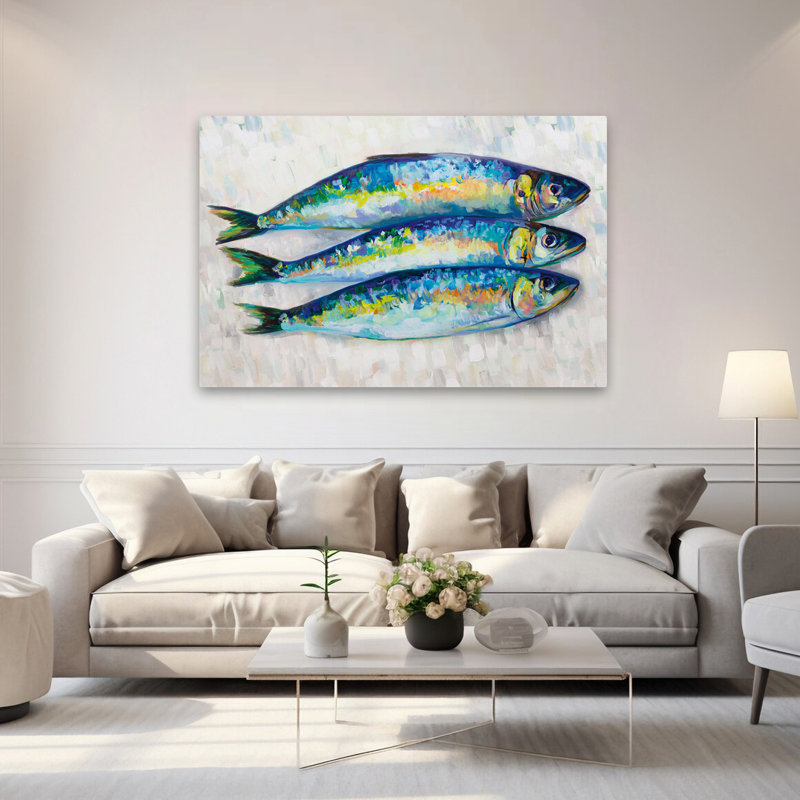 Trio de poissons nautiques et côtiers, H 60 po x l 40 po