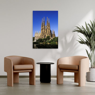 Exterior View Of Sagrada Familia Against Clear Sky, Barcelona, Spain Contemporary Wall Art