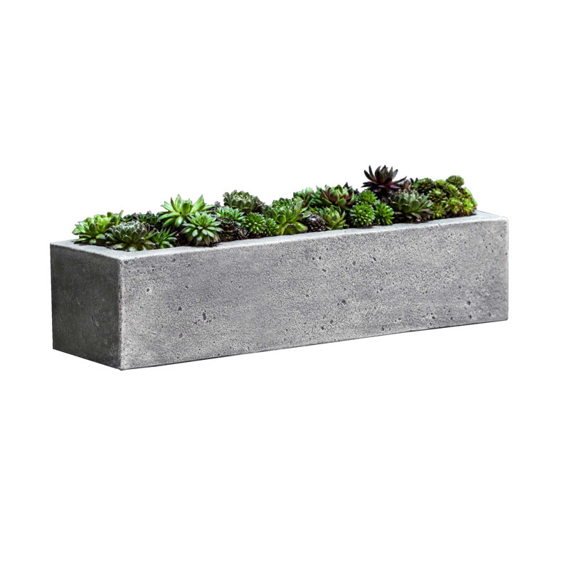 Estancia Handmade Planter, 5" H x 27" W x 7" D, Aged Limestone