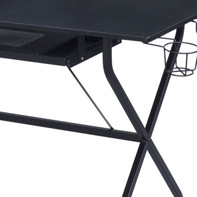 Black Computer Desk With Keyboard Tray