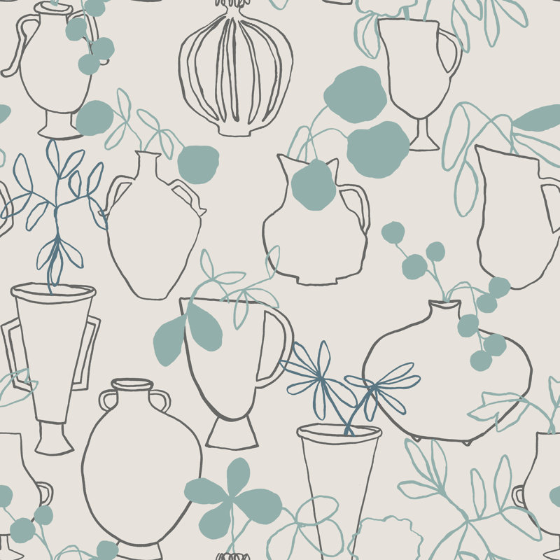 Susan Hable Wallpaper by Susan Hable, Blue/Black