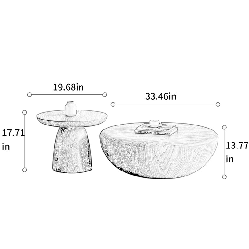Table basse ronde à bords lisses