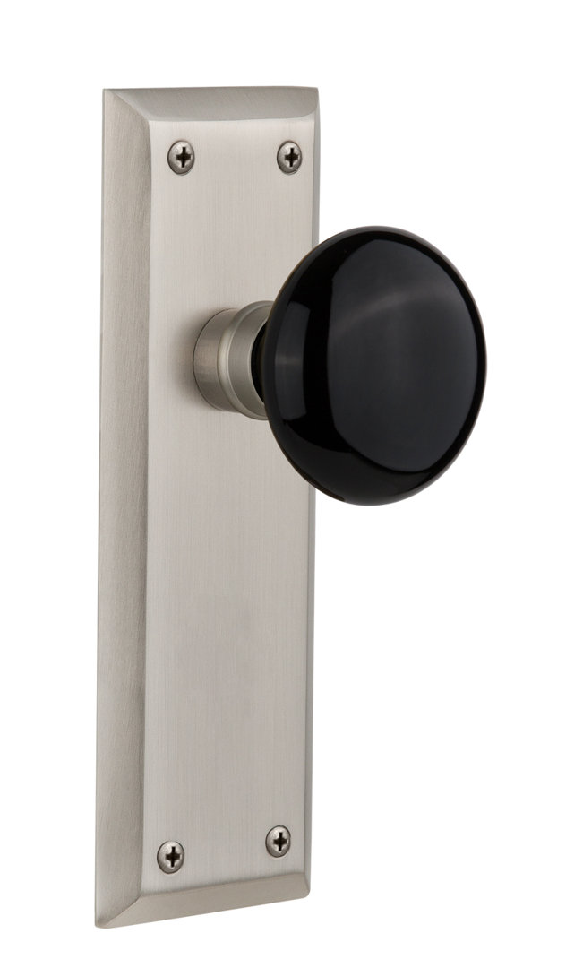 New York Plate with Black Porcelain Door Knob Nostalgic Warehouse 