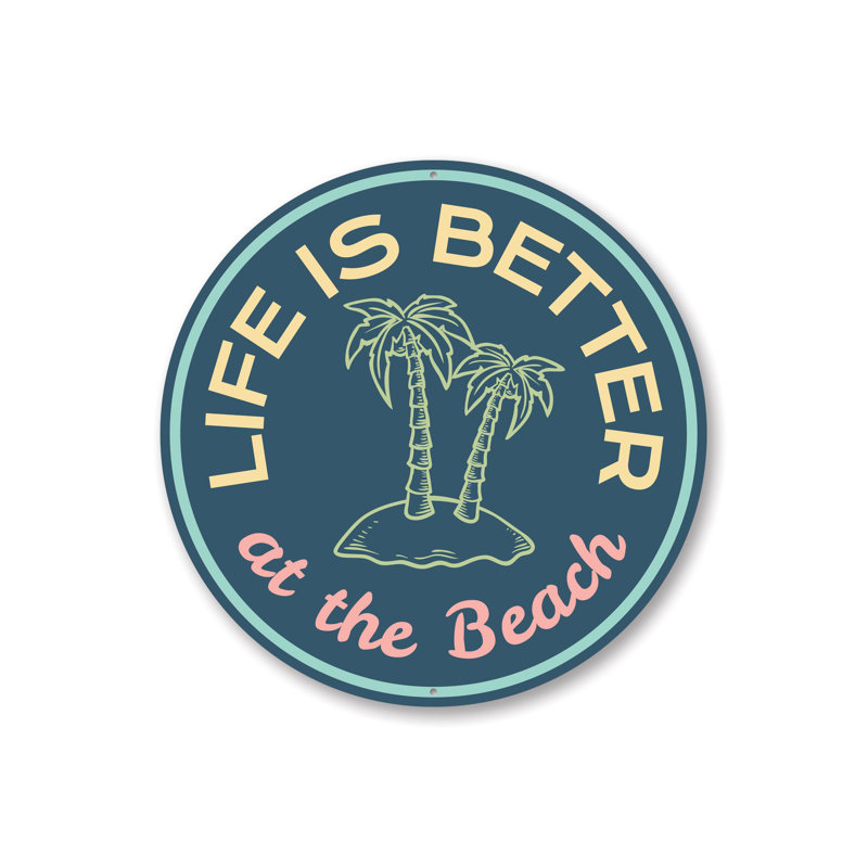 Panneau en aluminium Beach Palm Tree, H 18 po x l 18 po x P 0,06 po
