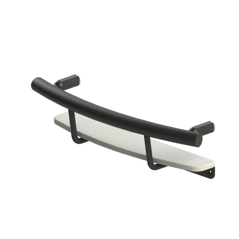 Matte Black Stainless Steel 20" Curved Grab Bar with Shelf