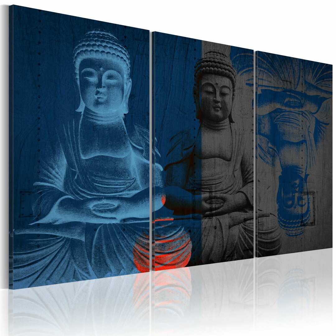 3-tlg. Leinwandbilder-Set Buddha Sculpture