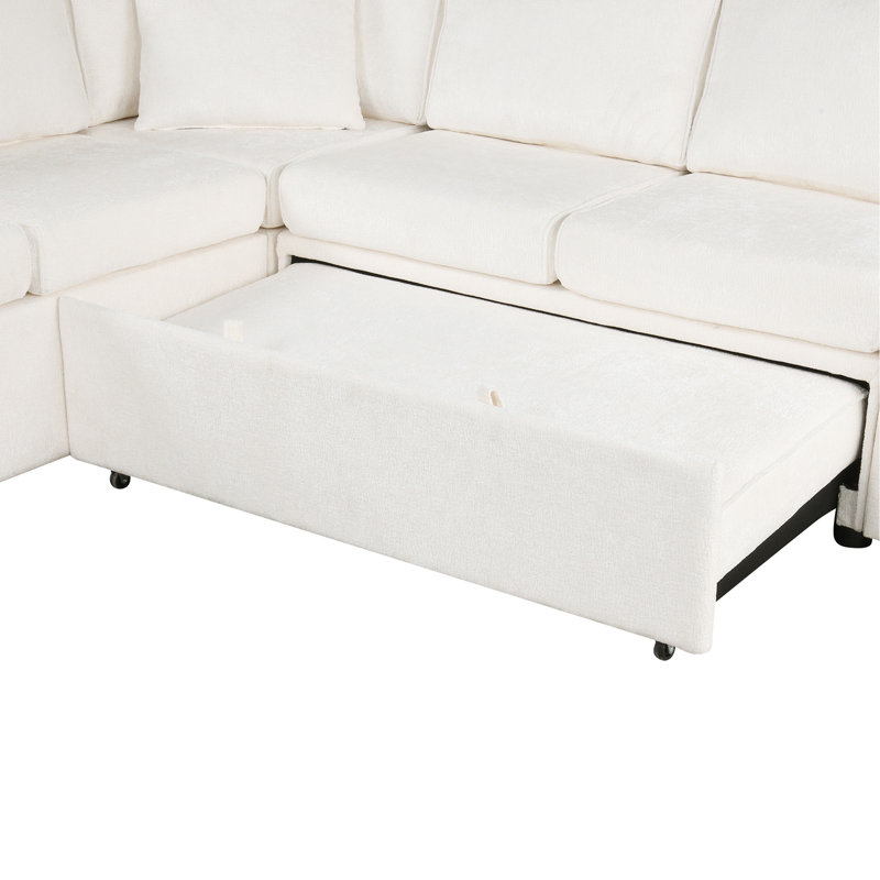 Canapé modulaire 5 pièces rembourré, Chenille crème