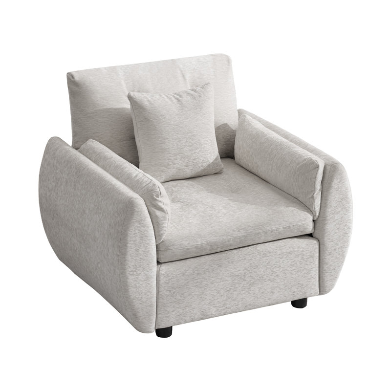 Ensemble de fauteuil d'appoint avec repose-pieds, Gris clair, Non