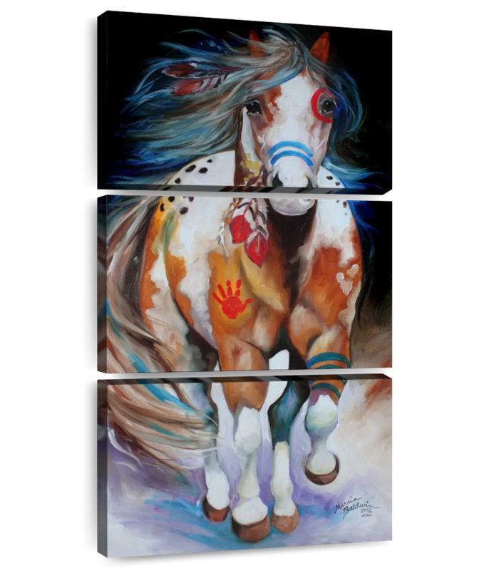 Cheval de guerre indien, H 27 po x l 12 po