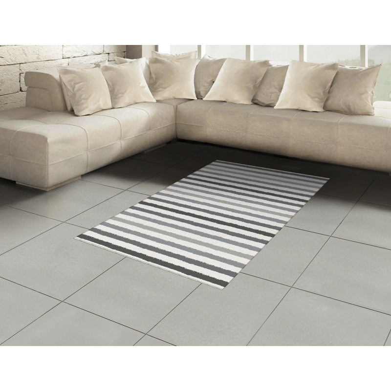 Striped High Density Long Fiber Poly Threads Decorative Area Rug Carpet, Rectangle 4' x 5'8"