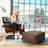 Ravello 22" Square Faux Leather Bean Bag Ottoman /Pouf with Polystyrene Bead Fill-1107802673