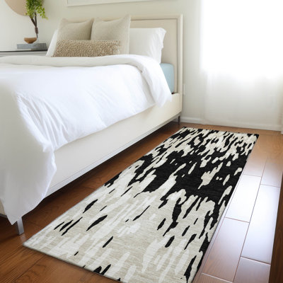 Tapis noir Prisco lavable à la machine de qualité supérieure