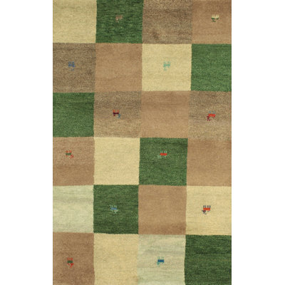 Tapis contemporain vert / pêche