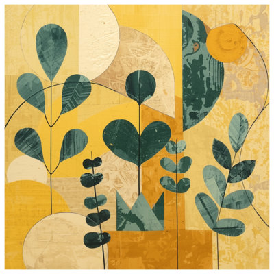 Geometric Botanical Abstract Wall Tapestry - Botanical Wall Decor