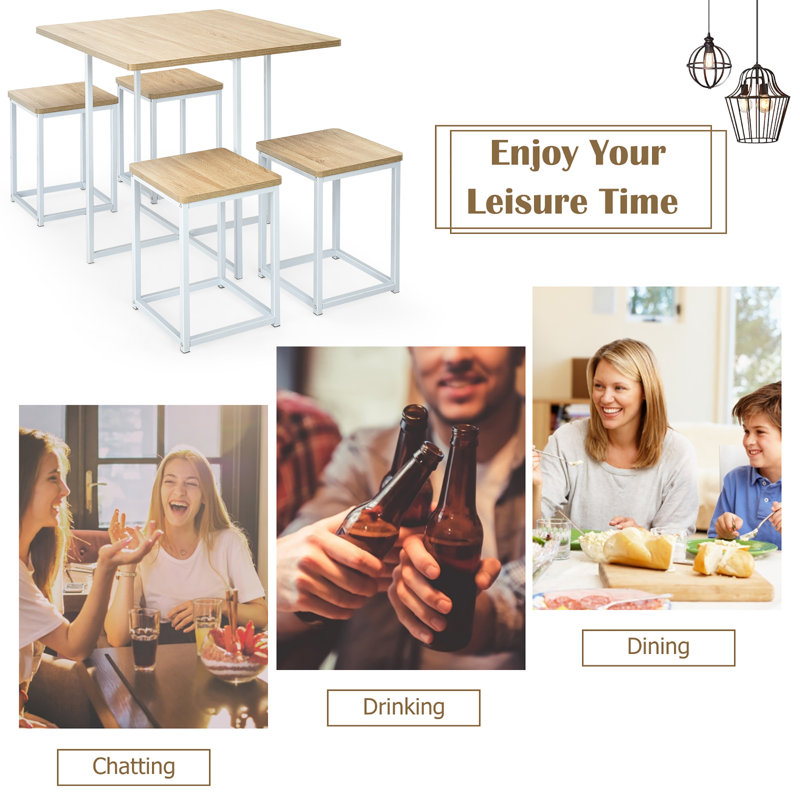 Ensemble repas 5 pièces Felício, Beige, Blanc, Blanc / Beige