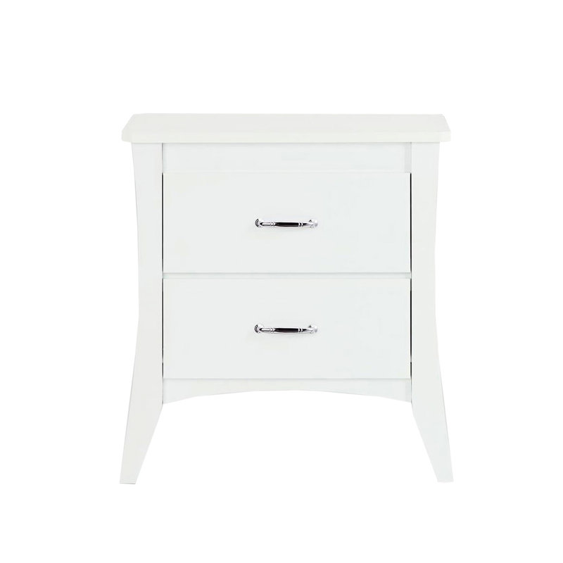 Table de chevet contemporaine blanche avec 2 tiroirs et glissières de tiroir en métal