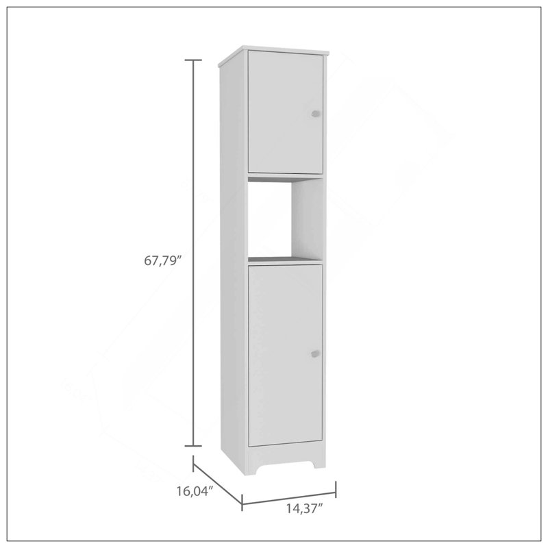 Armoire à linge Charlotte, armoire à 2 portes simple, division, une tablette, Beige