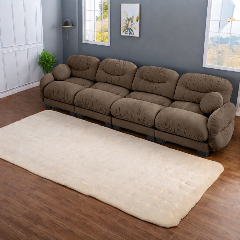 Compression Modular Sofas, Chenille 4 Seater Modern Home Family Seating