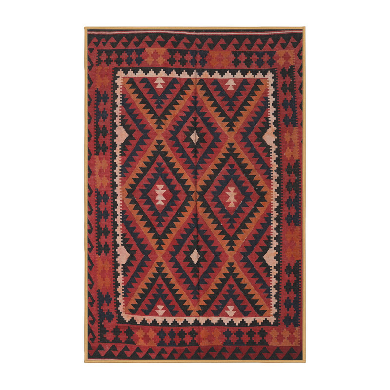 Tapis de zone orange/brun contemporain Jomtien, Rectangle 7 pi x 9 pi