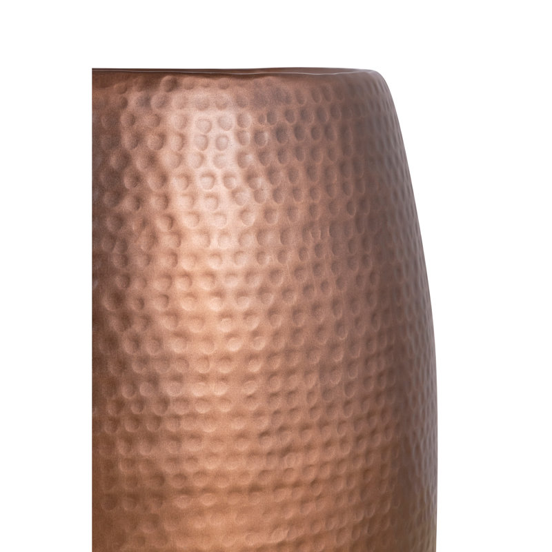 Antique Copper Round Iron Drum Storage Accent Table