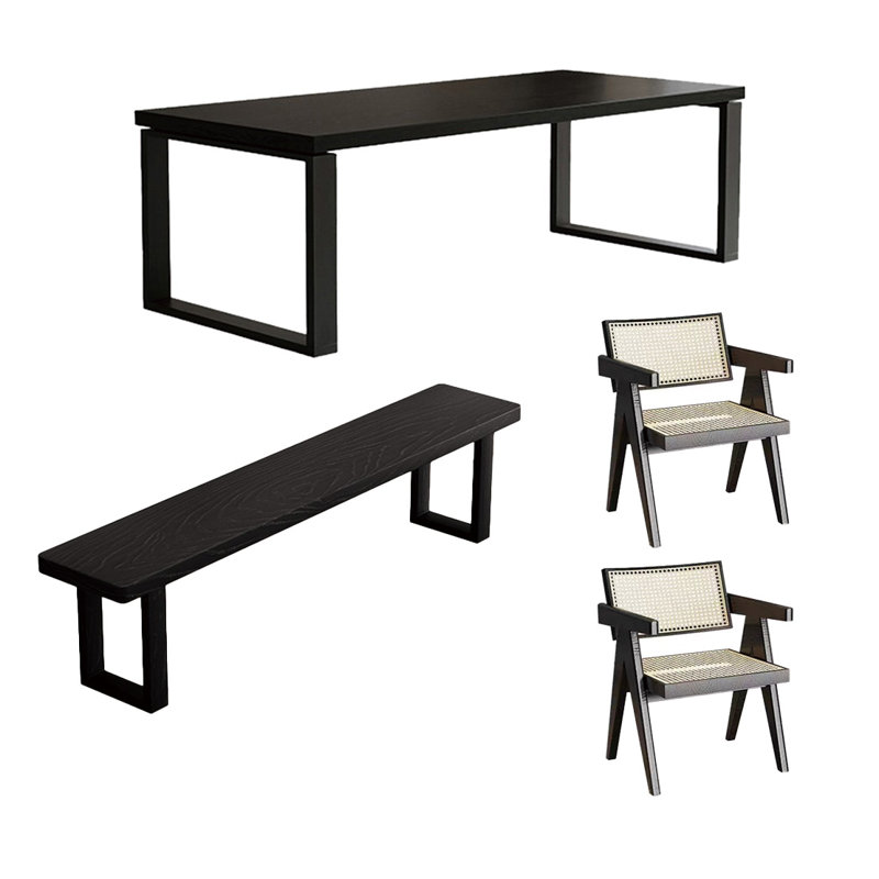 Multi-functional solid wood large board table set, 29.52"H x 70.86"L x 31.49"W