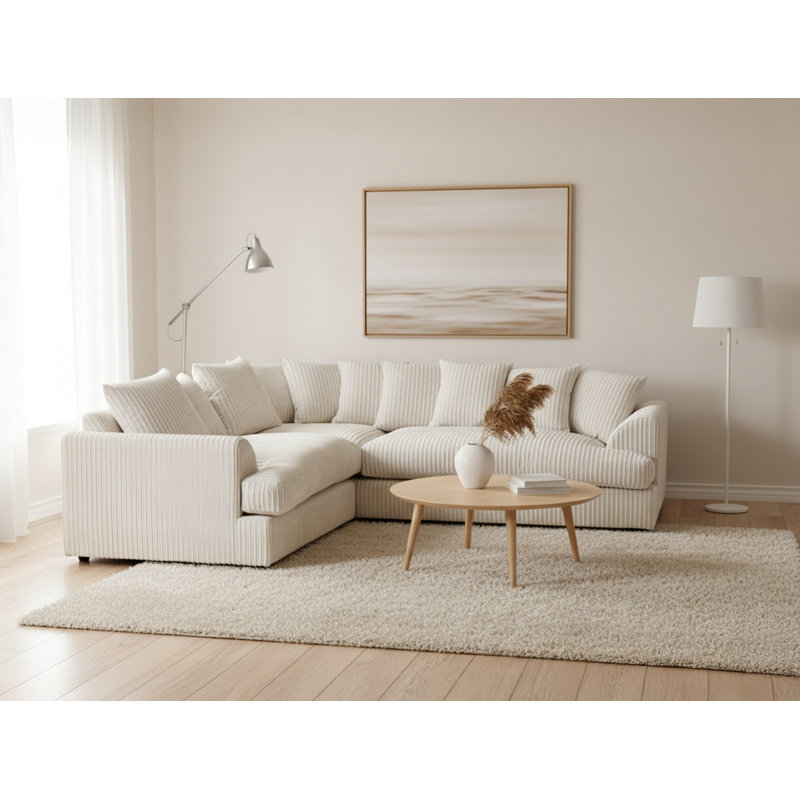 Brogyn 5 Seater Corduroy Corner Sofa , White