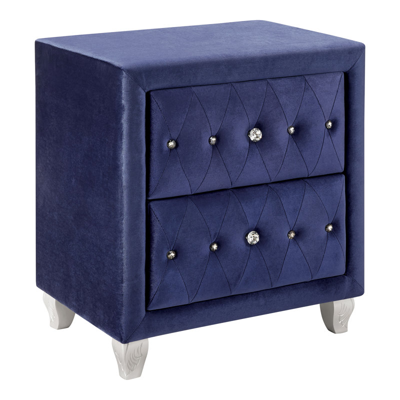 Dilbeck 26.5'' W Nightstand, Blue/Silver