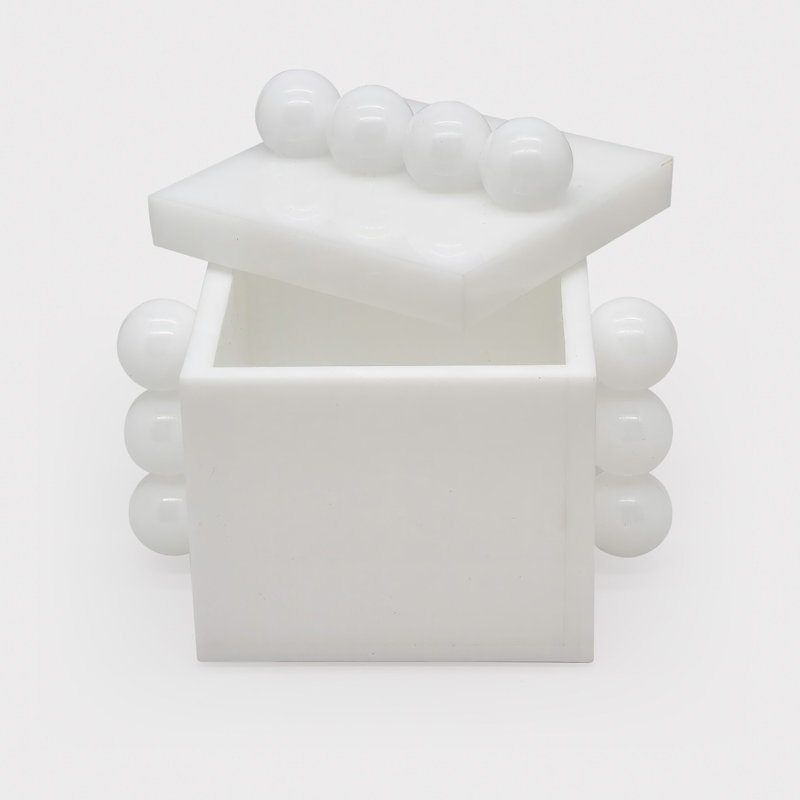 Acrylic Box w/Balls, 5.75" H x 6.75" W x 6.5" D, White