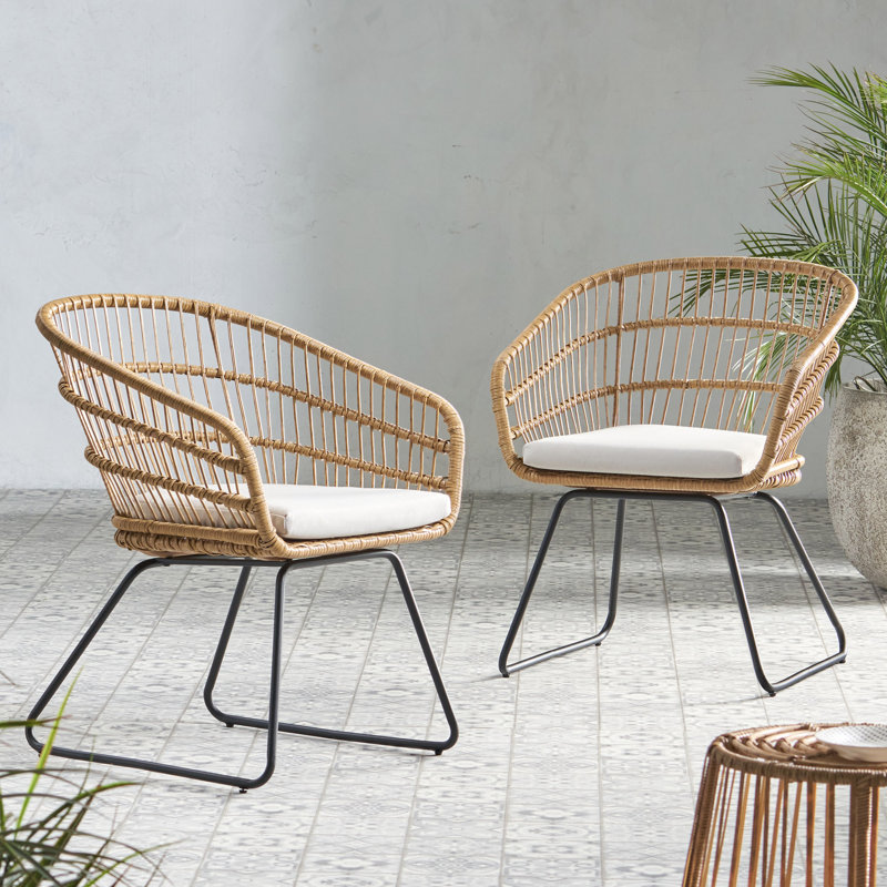 Chaise d'extérieur, 2 pièces avec 2 coussins