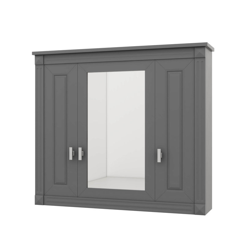 Armoire de salle de bain murale avec miroir, armoire à pharmacie avec 4 tablettes personnalisables, rangement au-dessus de la toilette