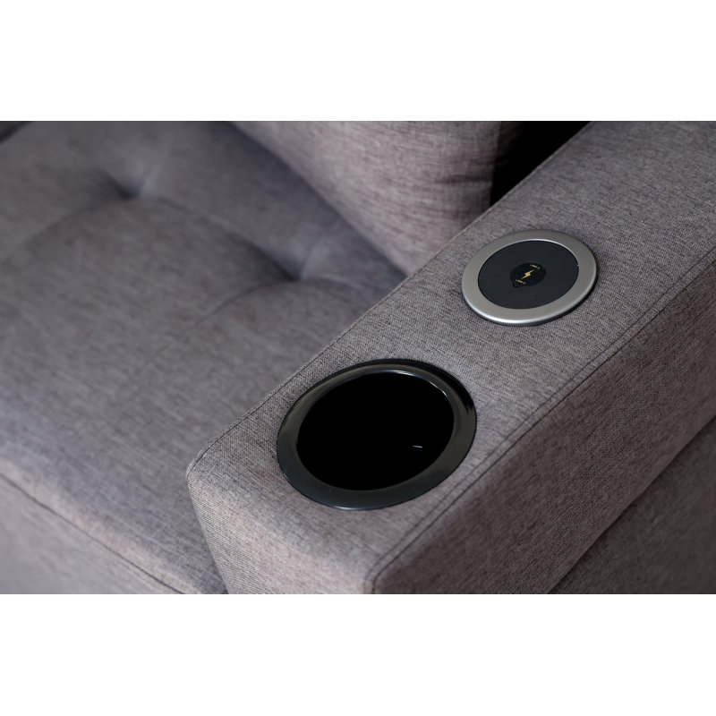 Canapé modulaire réversible en tissu gris Newton avec chargeur sans fil et port USB / C intégré