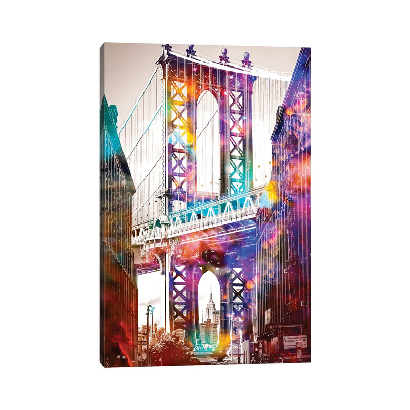 Time Travel At The Brooklyn Bridge by David Loblaw - Print on Canvas, Wrapped Canvas, 101.6 cm H x 66.04 cm W x 1.91 cm D