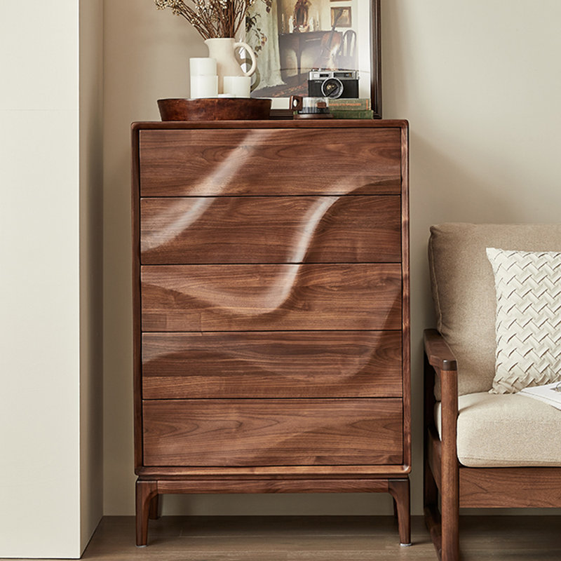 Casier vintage en bois massif noyer noir