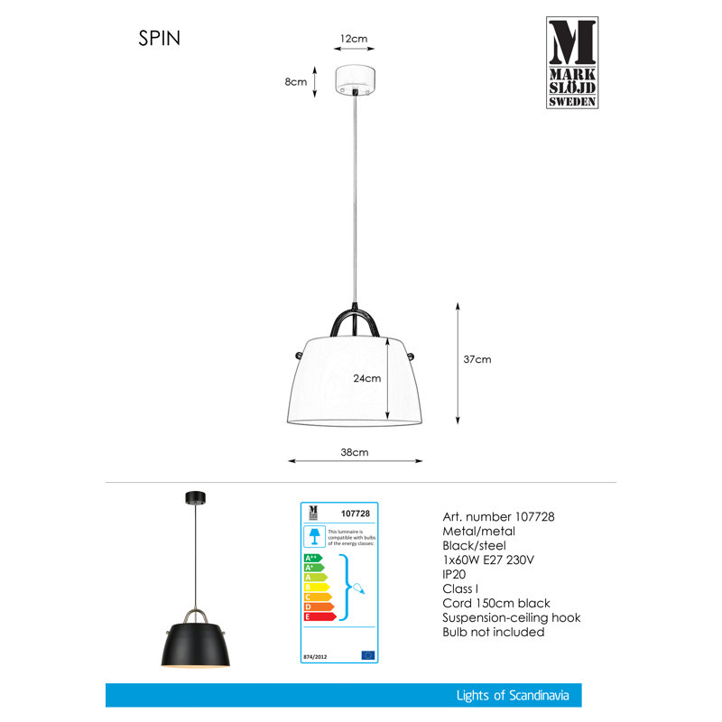 Miranda 1 - Light Dome Pendant, Black/Steel