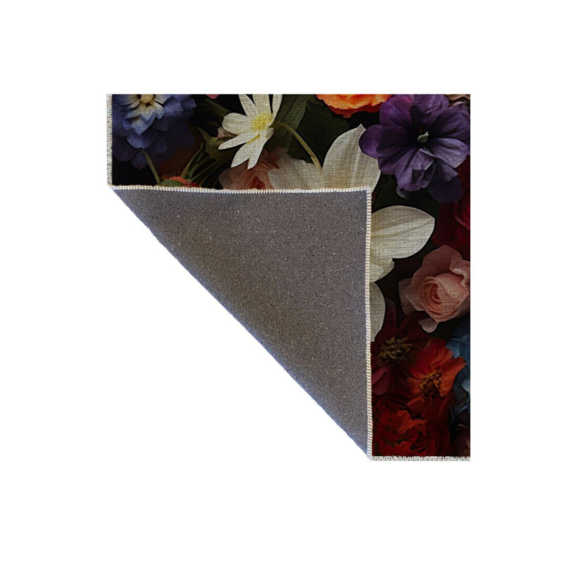 Tapis décoratif floral multicolore à motif de marguerites roses, Rectangle 5 pi 1 po x 7 pi 7 po
