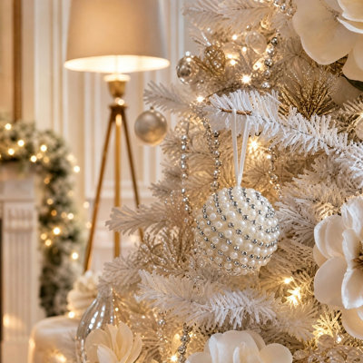 Rhinestone Pearl Christmas Ornaments Set Bling Hanging Balls And Candy Cane Decor Elegant Xmas Tree Hanging Decorations