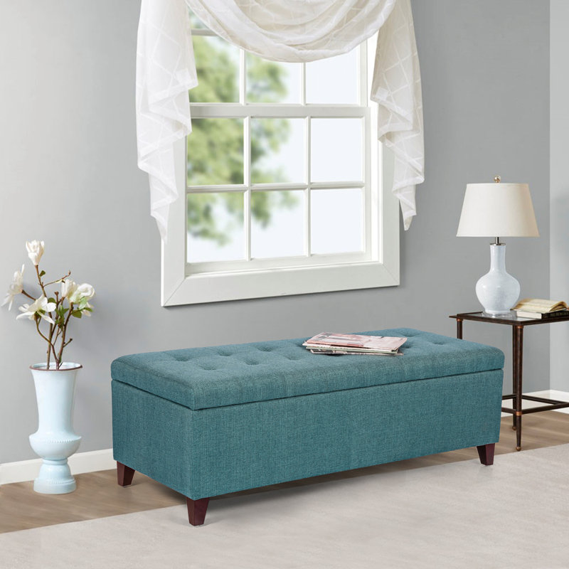 Kavanaugh Linen Blend Upholstered Storage Bench
