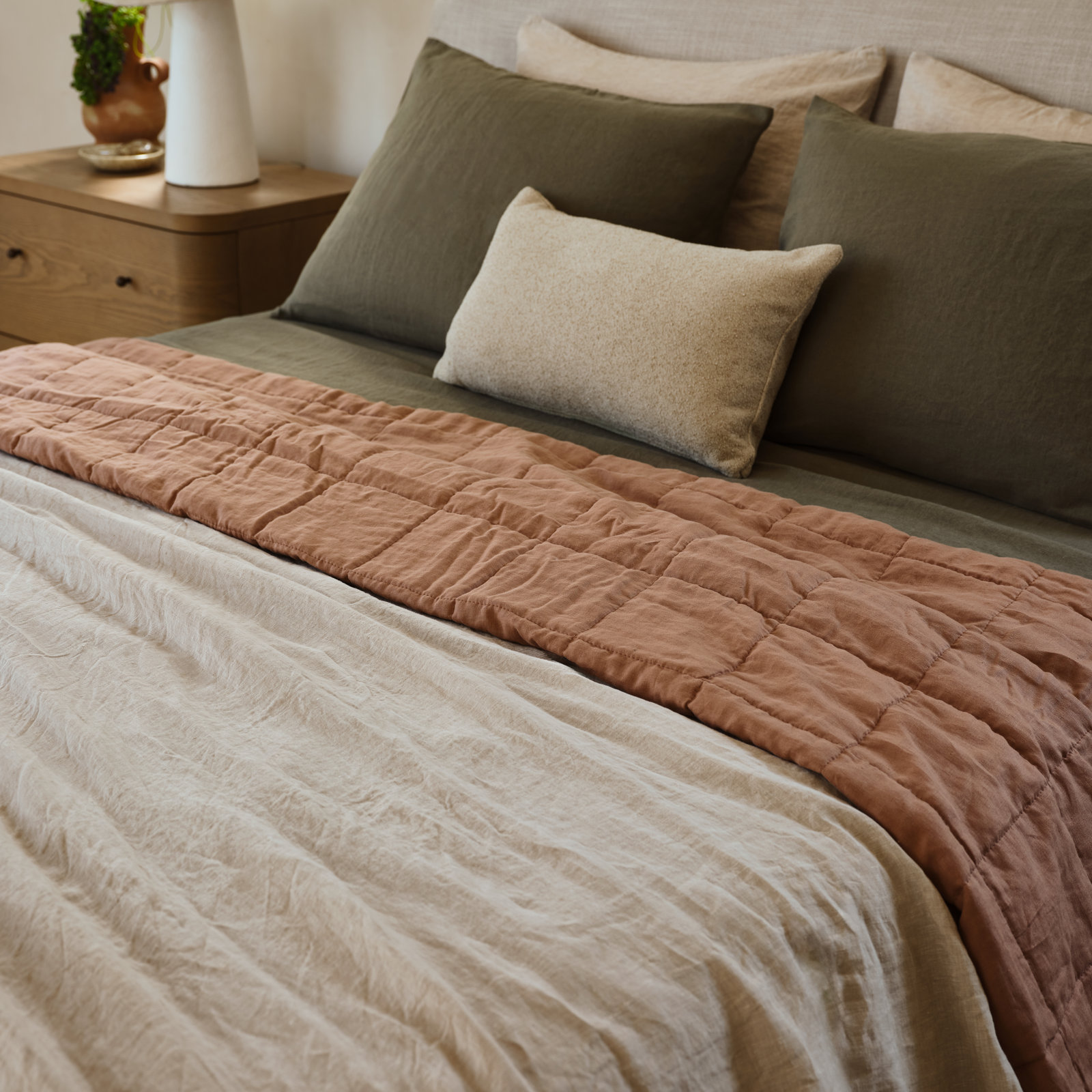 100% French Linen Sheet Set, Moss, Full Sheet Set with 2 Pillowcases