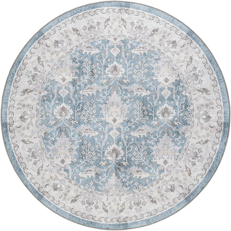 Morissaint Performance Chenille Floral Indoor Rug, Round 5'1" x 5'1"